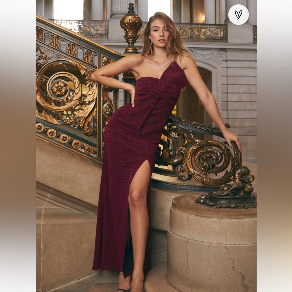 Lulus Magenta Metallic Sparkle Strapless Dress